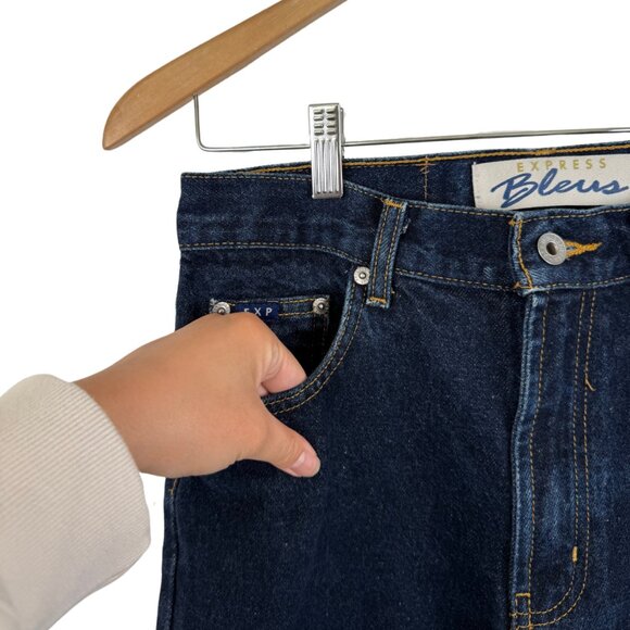 EXPRESS Bleus 100% Cotton High Waisted Dark Wash Mini Bootcut Denim Jeans - 5/6R - Picture 3 of 5